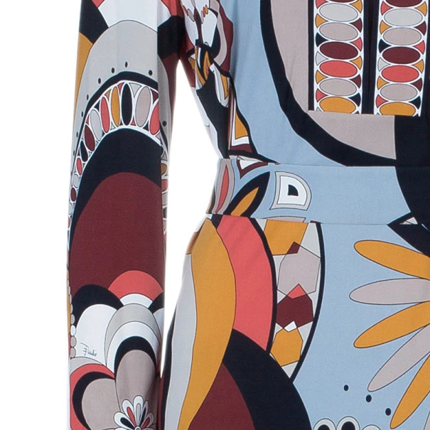 Emilio Pucci Orange Multicolor Belted Tunic Top L For Women - Image 6