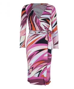 Emilio Pucci Pink Abstract Print Wrap Front Dress S For Women