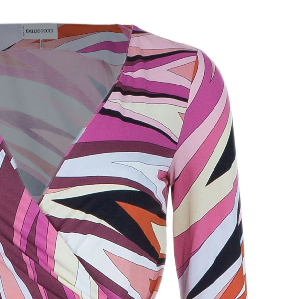 Emilio Pucci Pink Abstract Print Wrap Front Dress S For Women - Image 4