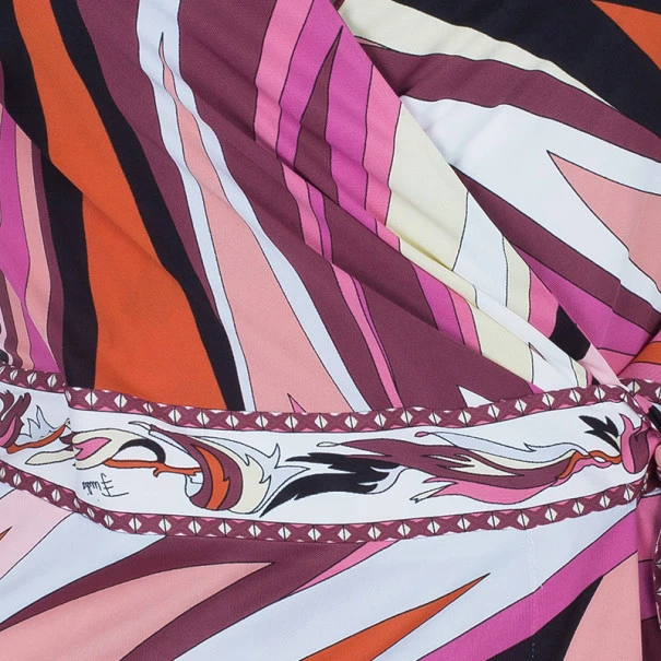 Emilio Pucci Pink Abstract Print Wrap Front Dress S For Women - Image 8