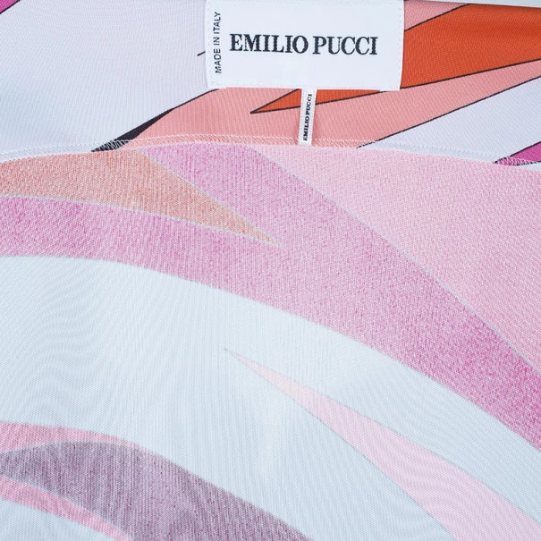 Emilio Pucci Pink Abstract Print Wrap Front Dress S For Women - Image 9