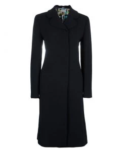 Emilio Pucci Black Print Lining Coat M For Women