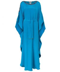 Emilio Pucci Blue Embellished Kaftan Dress OS For Women