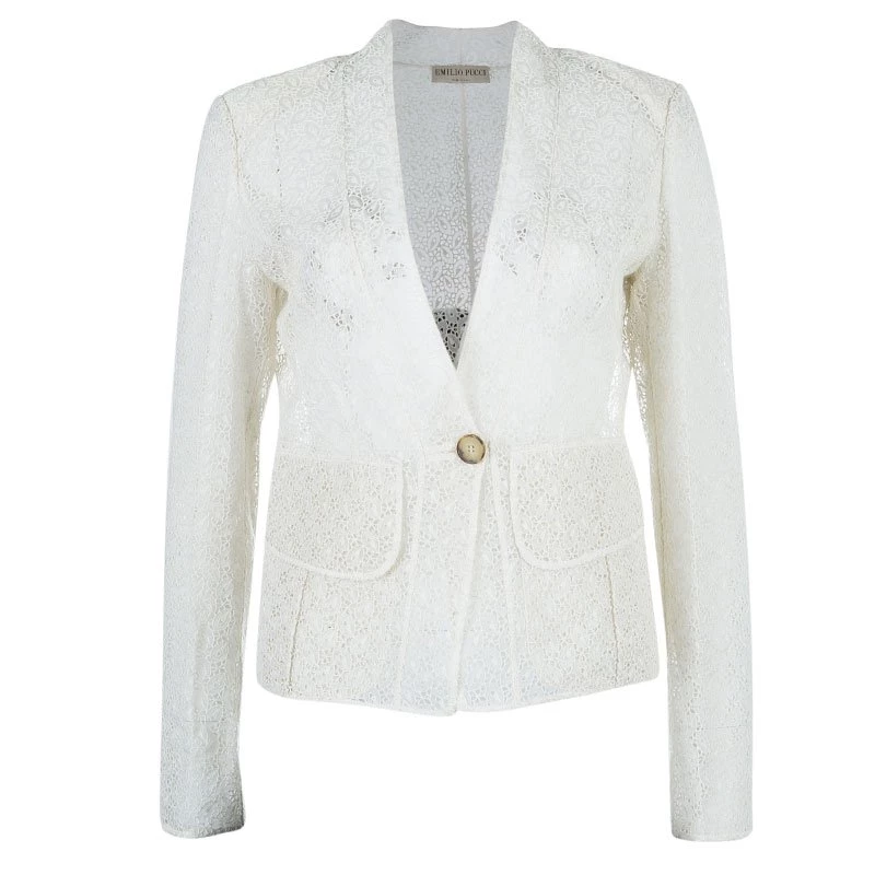 Emilio Pucci White Eyelet Jacket M For Women