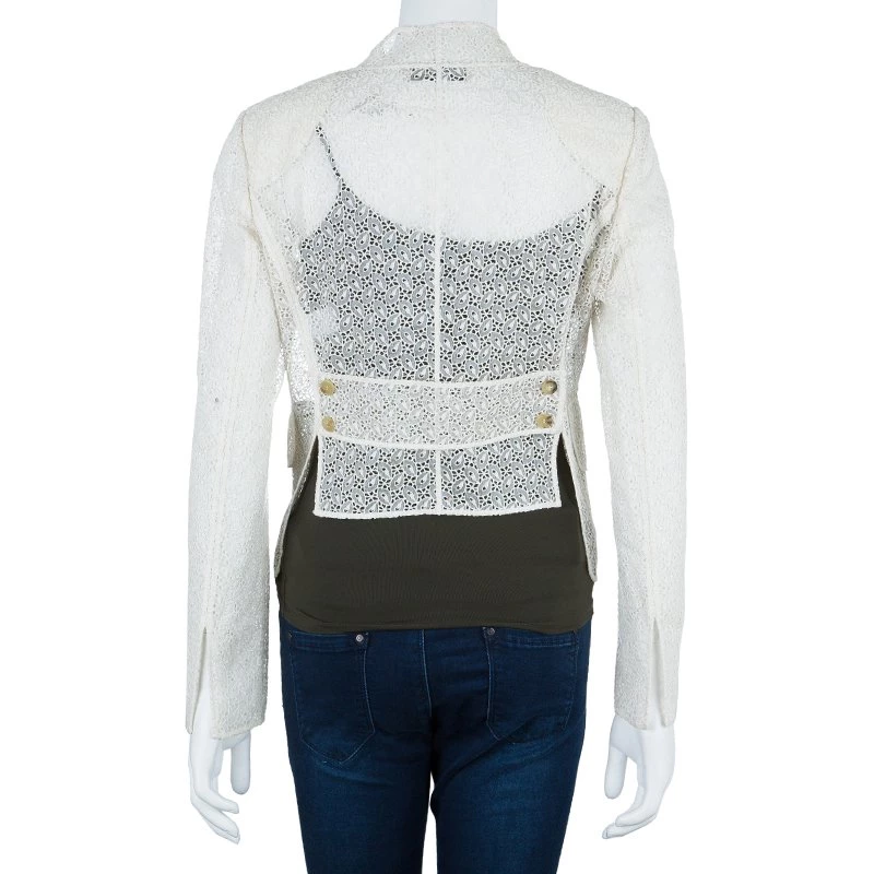 Emilio Pucci White Eyelet Jacket M For Women - Image 3