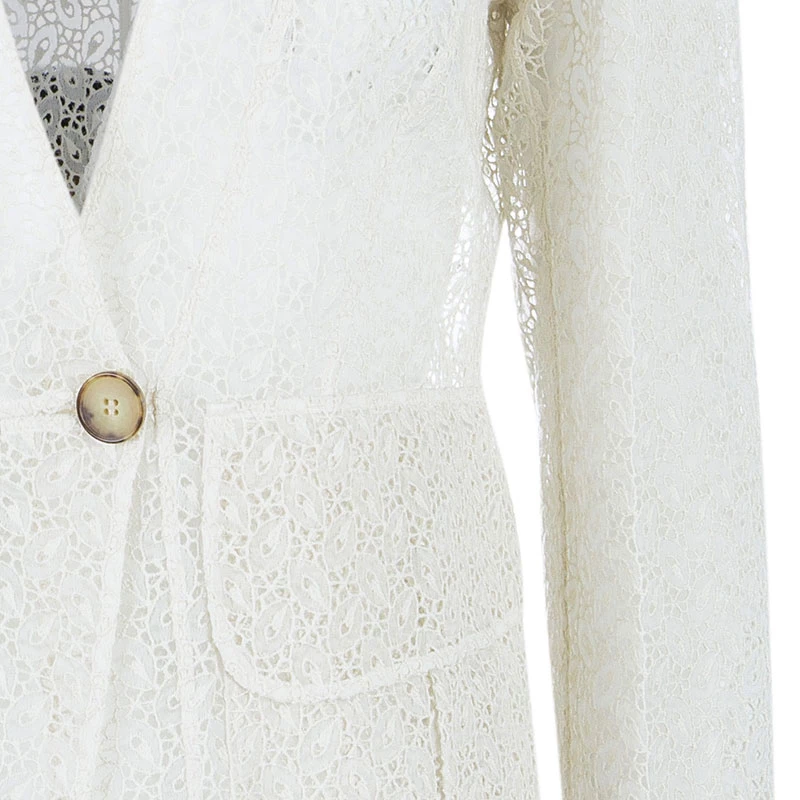 Emilio Pucci White Eyelet Jacket M For Women - Image 6