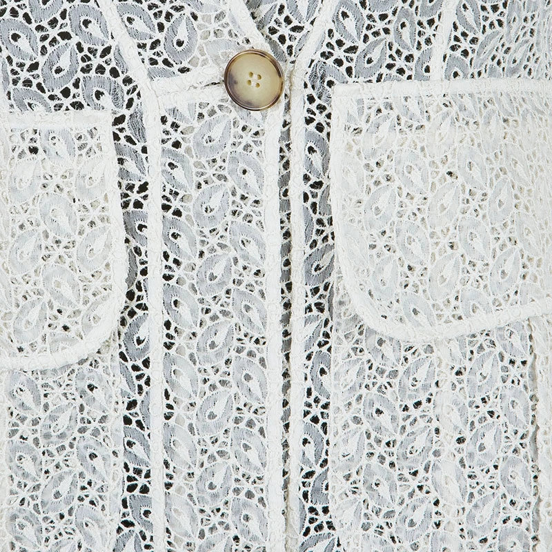 Emilio Pucci White Eyelet Jacket M For Women - Image 7