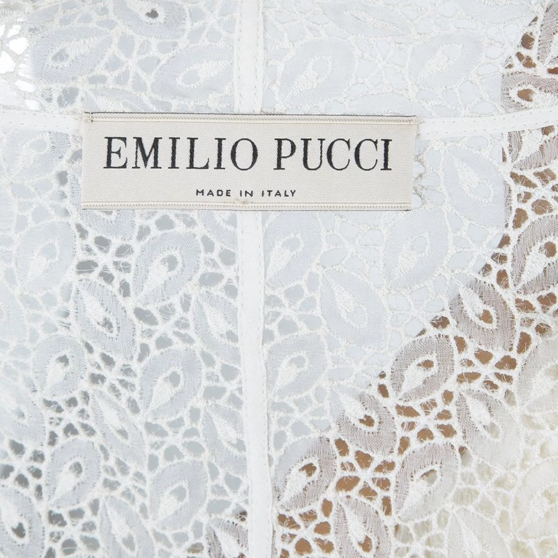 Emilio Pucci White Eyelet Jacket M For Women - Image 8