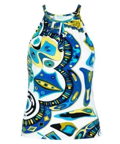 Emilio Pucci Blue Multicolor Print Top M For Women
