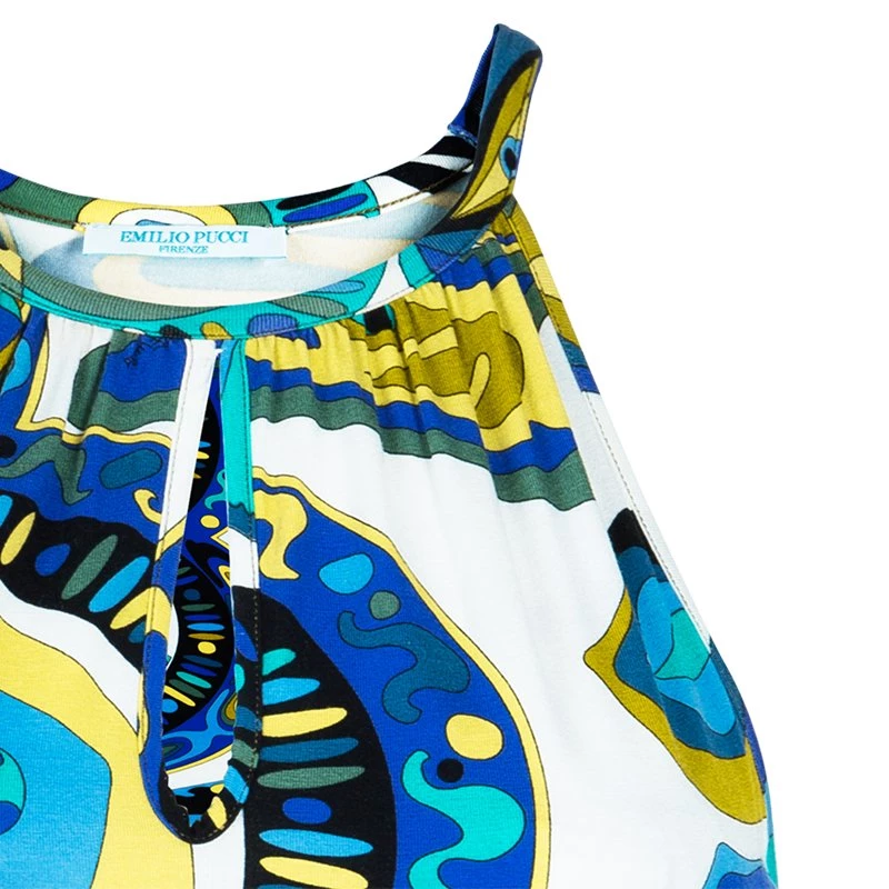Emilio Pucci Blue Multicolor Print Top M For Women - Image 4