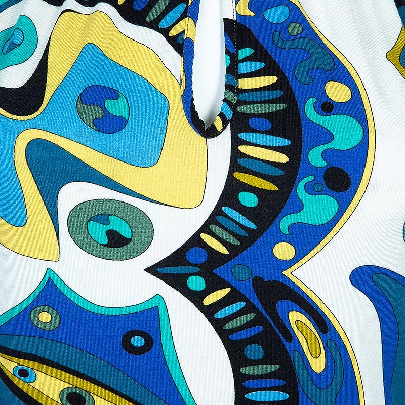 Emilio Pucci Blue Multicolor Print Top M For Women - Image 7