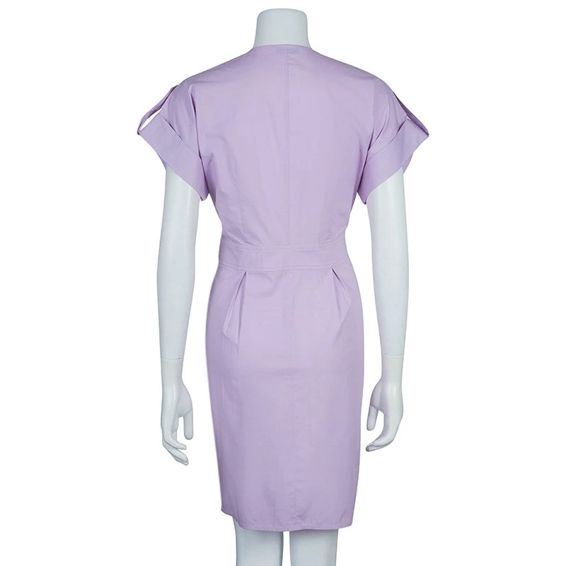 Emilio Pucci Lilac Cotton Wrap Dress M For Women - Image 3