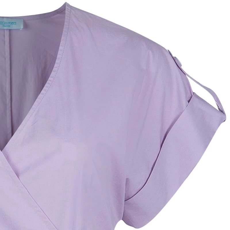 Emilio Pucci Lilac Cotton Wrap Dress M For Women - Image 4