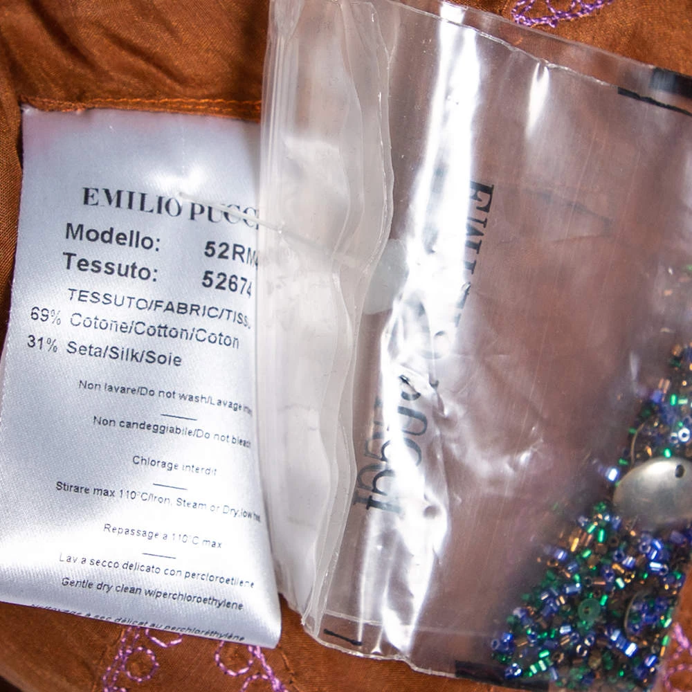 Emilio Pucci Brown Cotton Embellished Off-Shoulder Tunic S For Women - Image 6