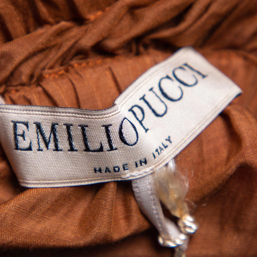 Emilio Pucci Brown Cotton Embellished Off-Shoulder Tunic S For Women - Image 5