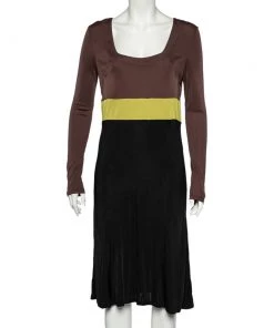 Emilio Pucci Firenze Black Colorblock Jersey Sheath Dress L For Women