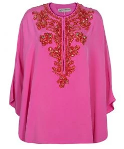 Emilio Pucci Pink Embellished Kaftan Top OS For Women