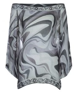 Emilio Pucci Grey Chiffon Print Top M For Women