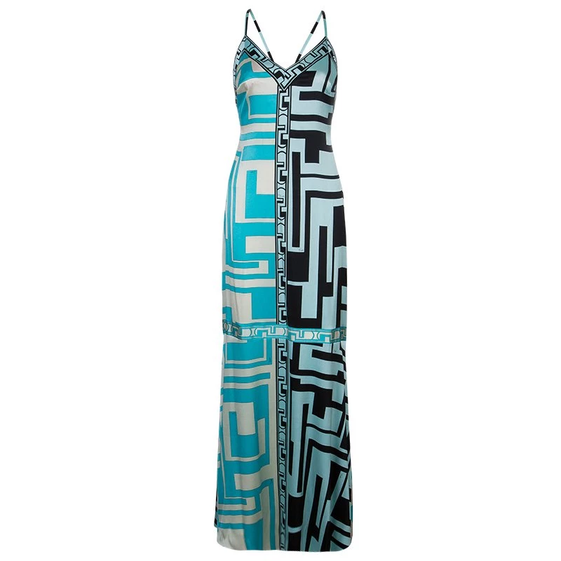 Emilio Pucci Multicolor Silk Maxi Dress M For Women