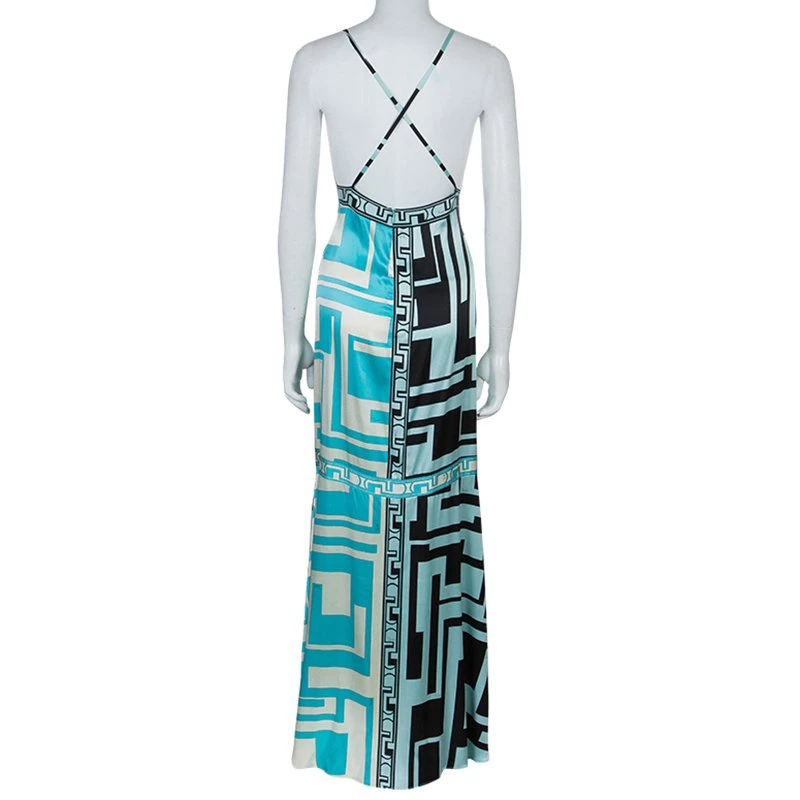 Emilio Pucci Multicolor Silk Maxi Dress M For Women - Image 3