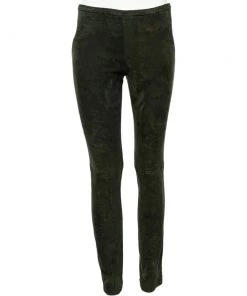 Emilio Pucci Green Suede Tapered Leg Trousers M For Women