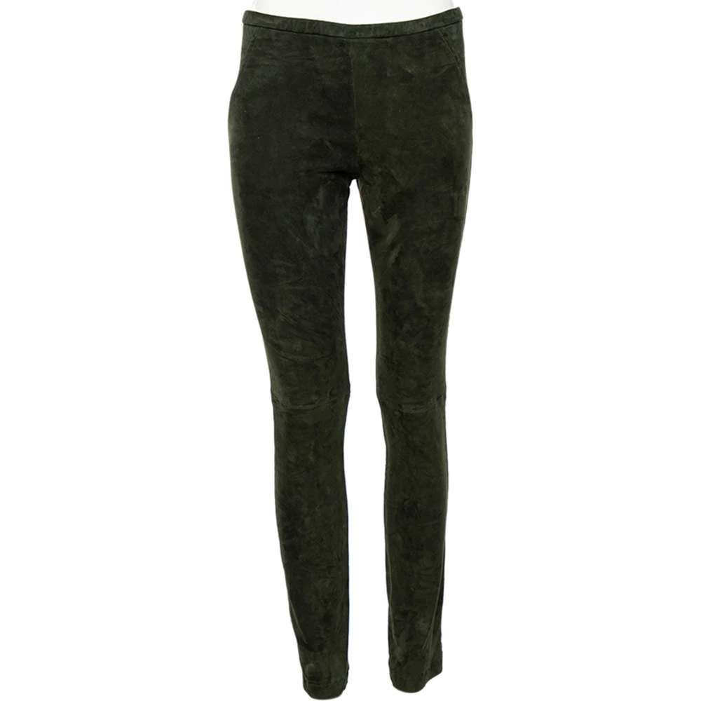 Emilio Pucci Green Suede Tapered Leg Trousers M For Women