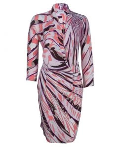 Emilio Pucci Multicolor Print Long Sleeve Dress S For Women