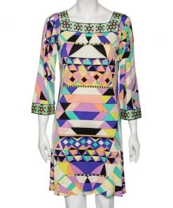 Emilio Pucci Multicolor Kaleidoscope Printed Silk Knit Midi Dress M For Women