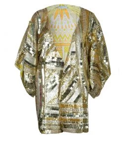 Emilio Pucci Gold Sequins Long Jacket S For Women