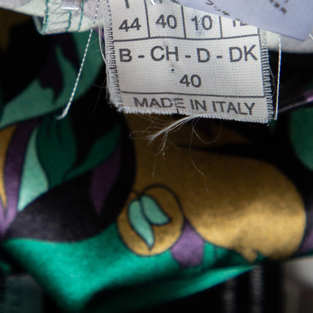 Emilio Pucci Green Printed Stretch Silk Flared Trousers M For Women - Image 6