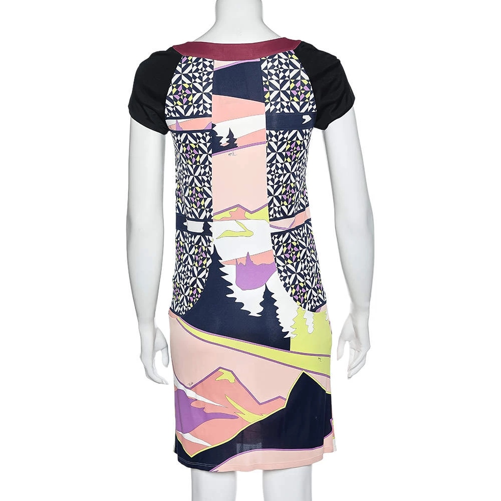 Emilio Pucci Multicolor Printed Jersey Shift Dress S For Women - Image 3