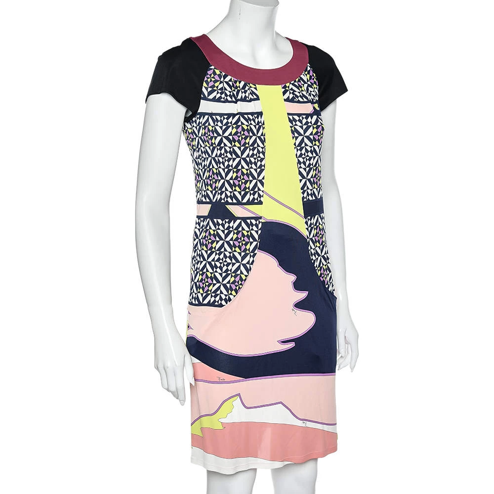 Emilio Pucci Multicolor Printed Jersey Shift Dress S For Women - Image 2