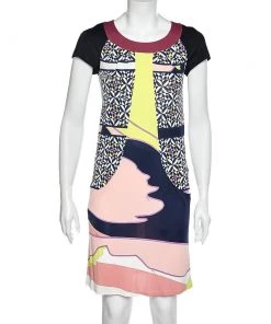 Emilio Pucci Multicolor Printed Jersey Shift Dress S For Women