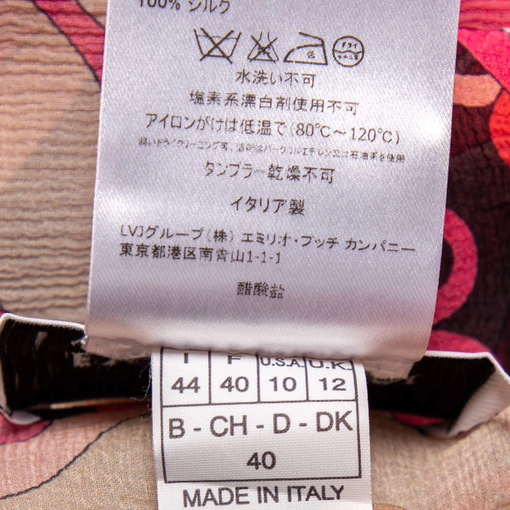 Emilio Pucci Multicolored Printed Silk Belted Kaftan Top M For Women - Image 6