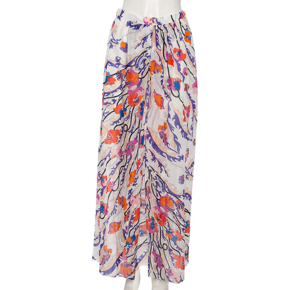 Emilio Pucci Multicolored Printed Cotton Beach Skirt M For Women
