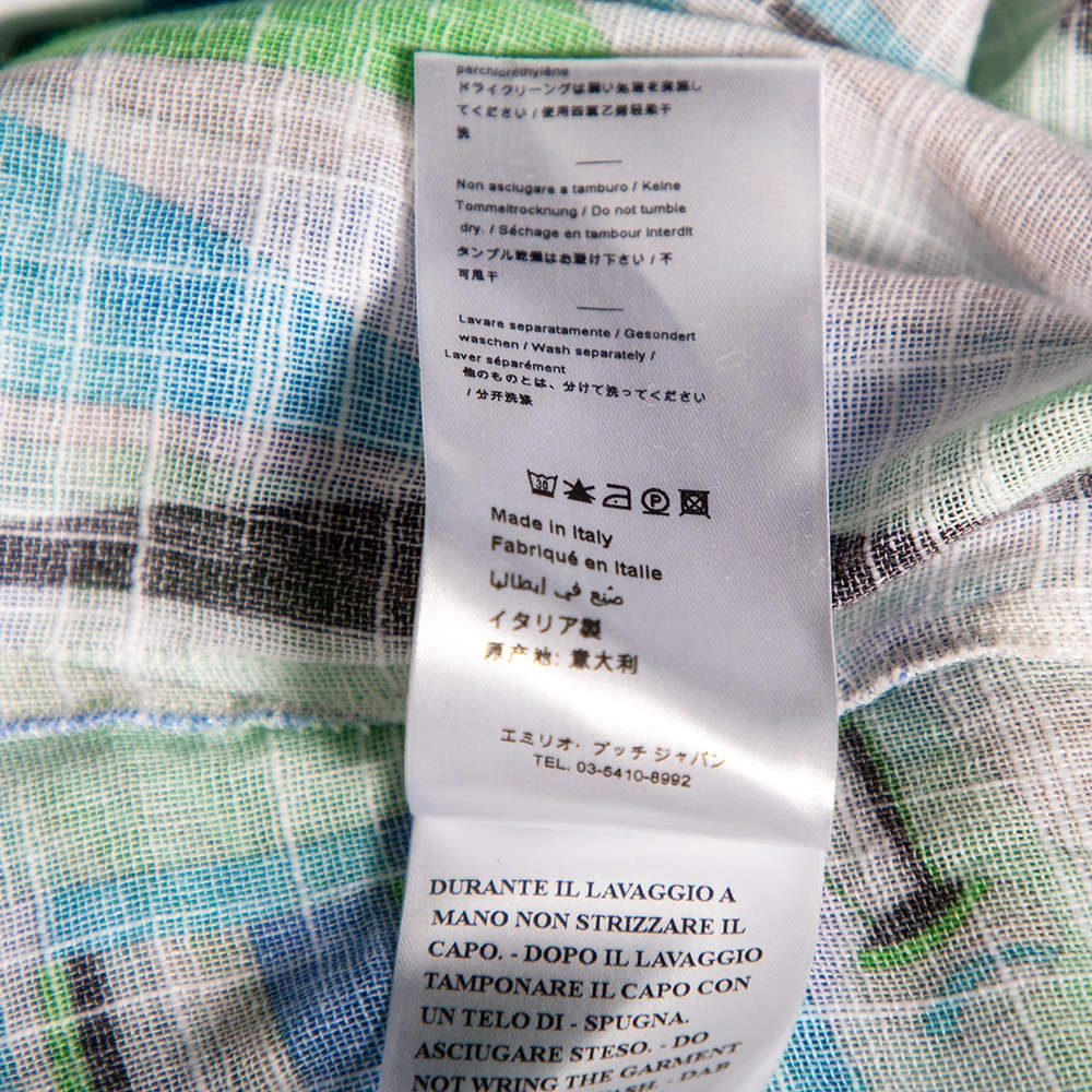 Emilio Pucci Multicolored Printed Cotton Wrap Detail Top & Midi Skirt Set M For Women - Image 11