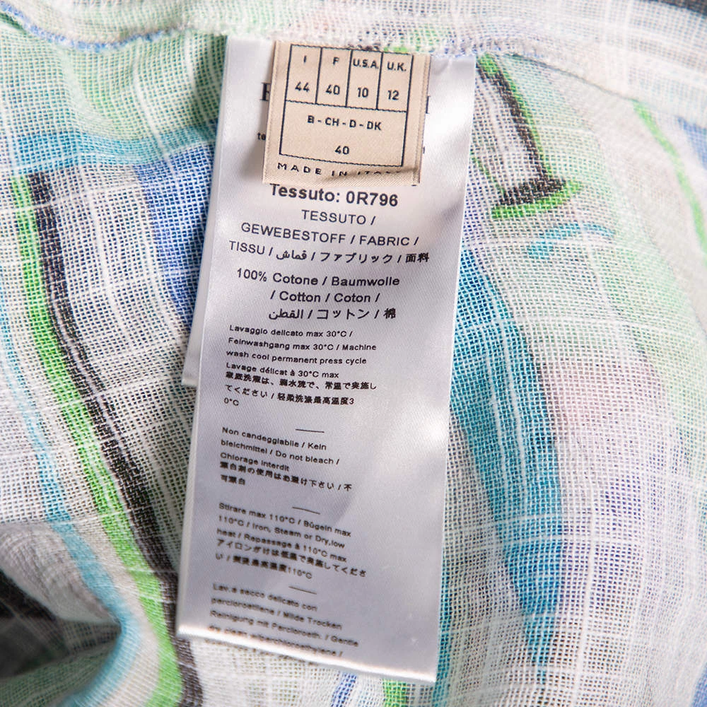 Emilio Pucci Multicolored Printed Cotton Wrap Detail Top & Midi Skirt Set M For Women - Image 8