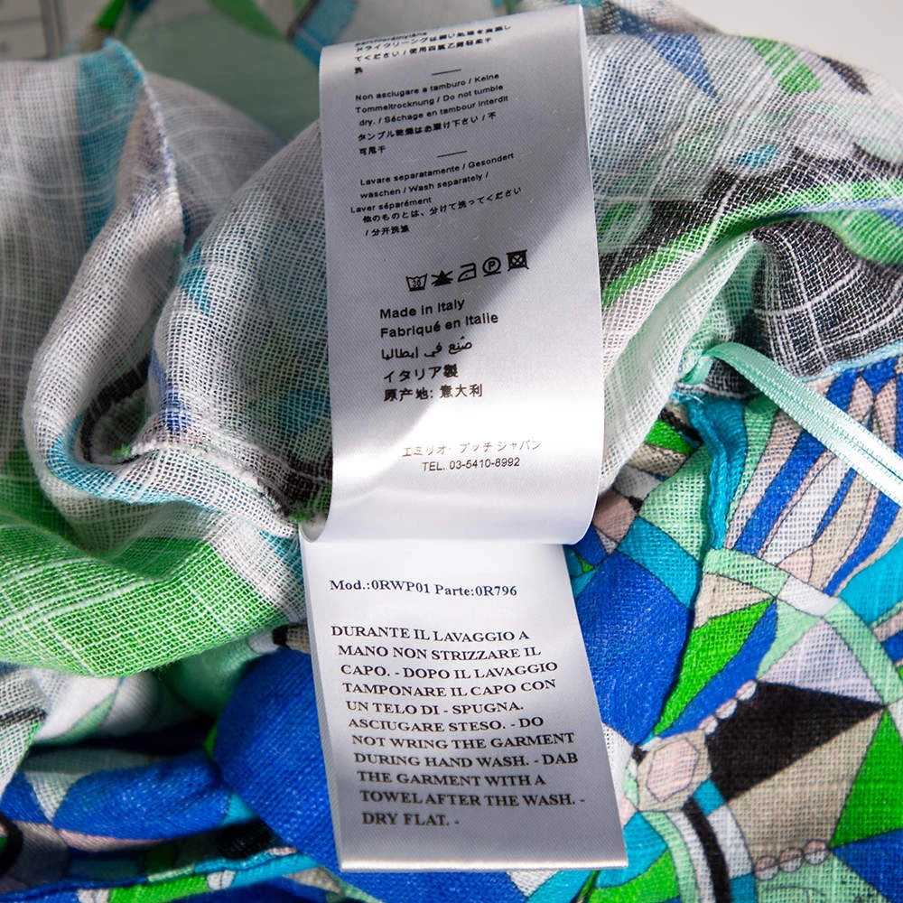 Emilio Pucci Multicolored Printed Cotton Wrap Detail Top & Midi Skirt Set M For Women - Image 9