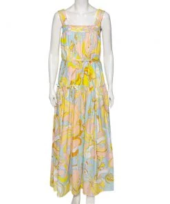 Emilio Pucci Multicolored Aruba Print Silk Sleeveless Dress M For Women