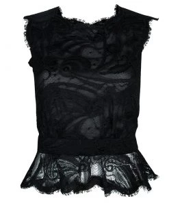 Emilio Pucci Black Lace Sleeveless Peplum Top S For Women