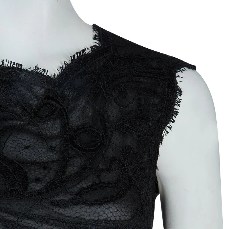 Emilio Pucci Black Lace Sleeveless Peplum Top S For Women - Image 4