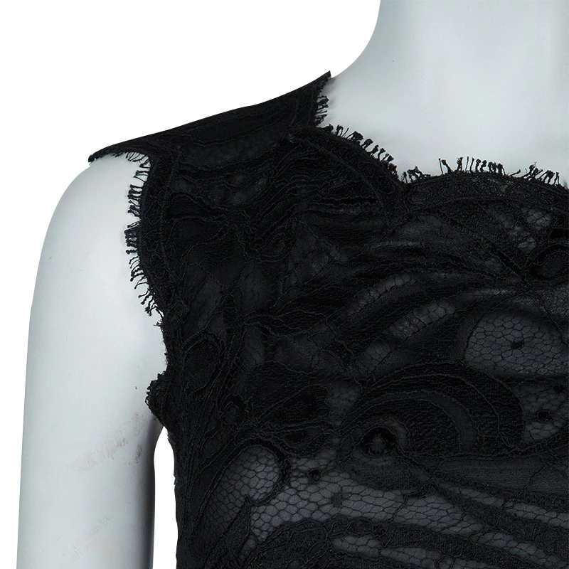 Emilio Pucci Black Lace Sleeveless Peplum Top S For Women - Image 5