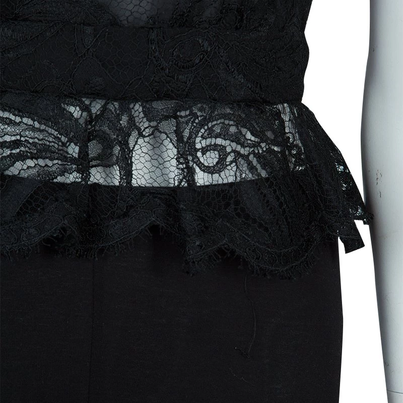 Emilio Pucci Black Lace Sleeveless Peplum Top S For Women - Image 6