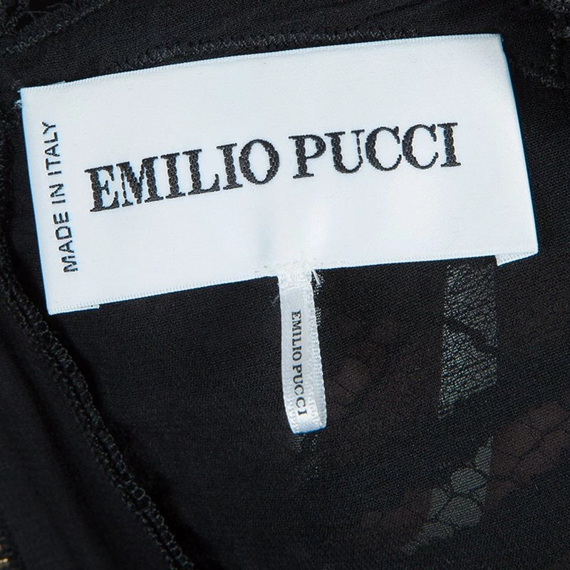 Emilio Pucci Black Lace Sleeveless Peplum Top S For Women - Image 9