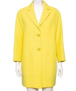 Emilio Pucci Yellow Cotton Single Breasted Oversized Coat S For Women