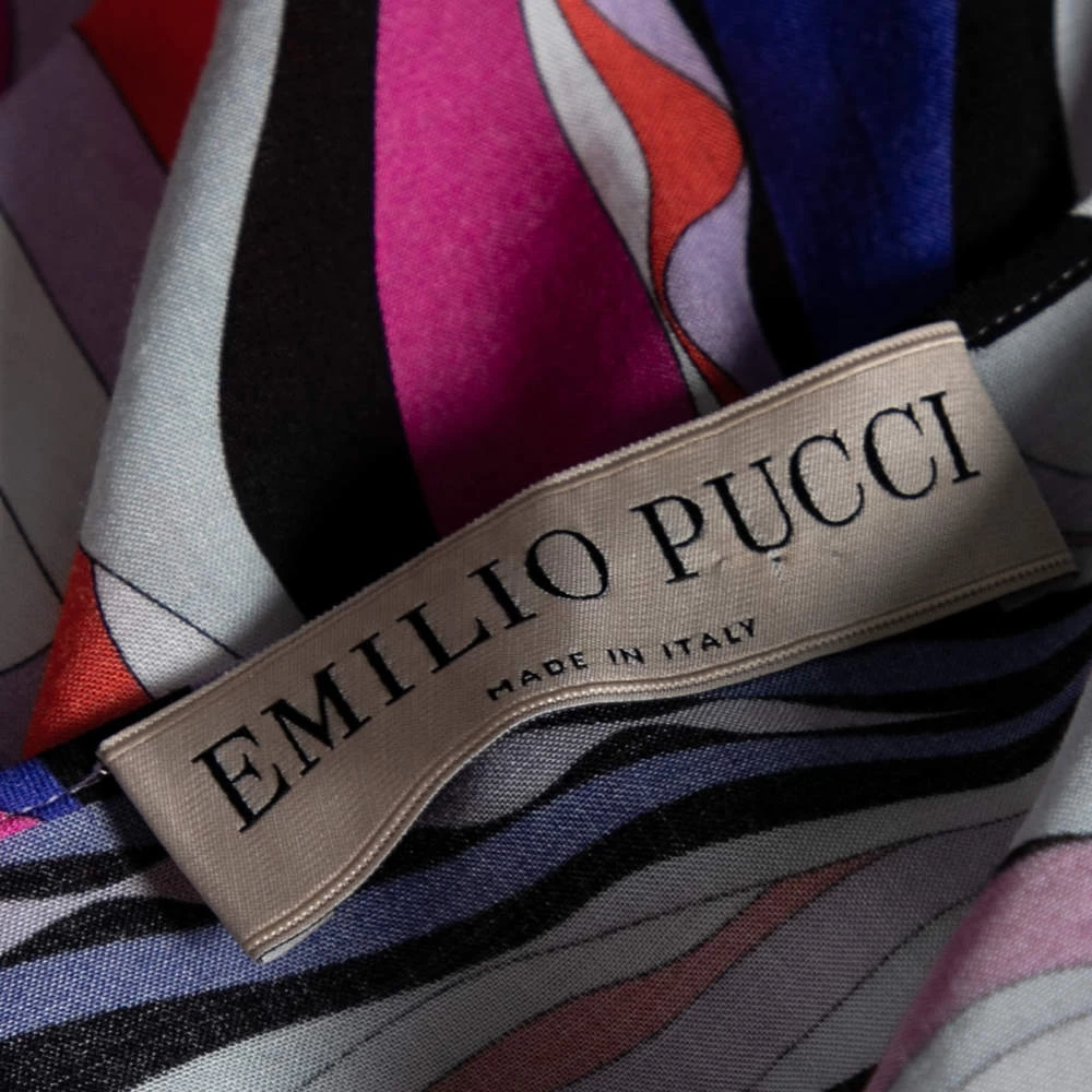 Emilio Pucci Multicolored Abstract Printed Jersey Belted Jumpsuit M For Women - Image 5