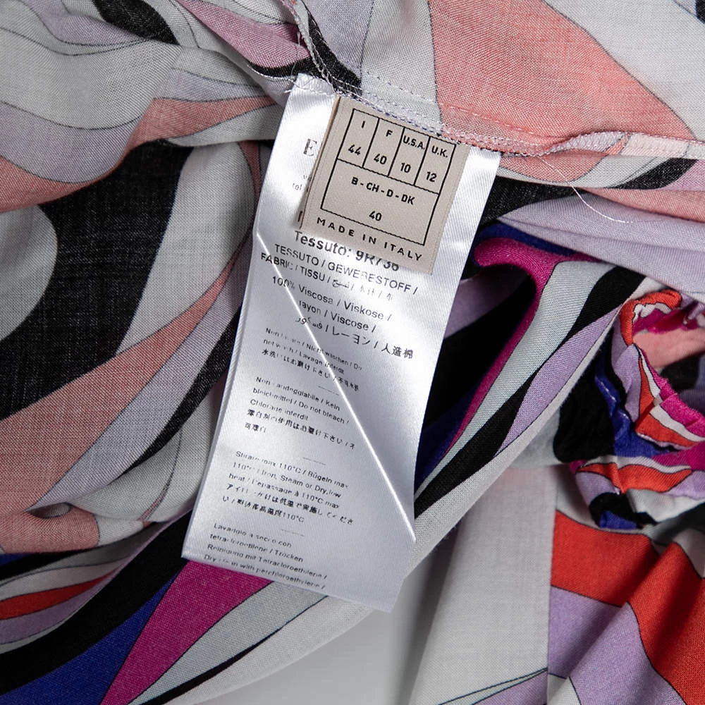 Emilio Pucci Multicolored Abstract Printed Jersey Belted Jumpsuit M For Women - Image 6