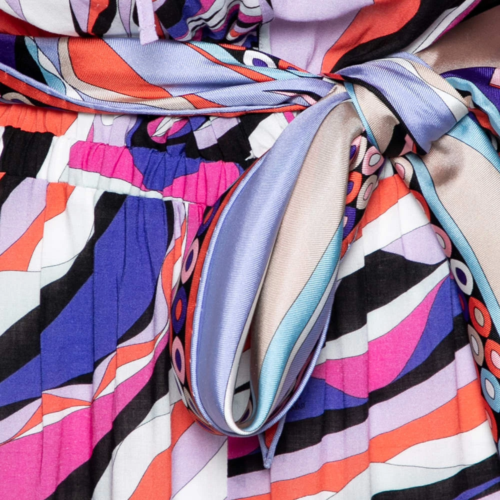 Emilio Pucci Multicolored Abstract Printed Jersey Belted Jumpsuit M For Women - Image 4