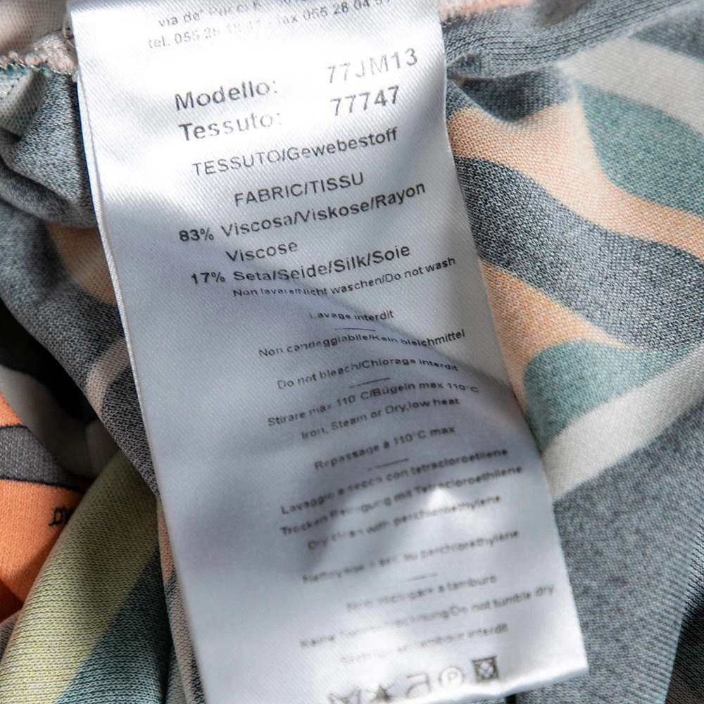 Emilio Pucci Multicolored Printed Jersey Asymmetrical Top S For Women - Image 6