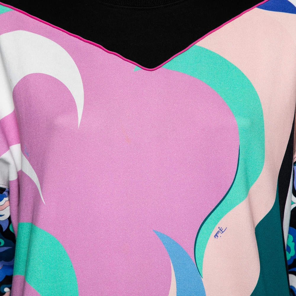 Emilio Pucci Multicolor Printed Cotton Knit Sweatshirt S For Women - Image 5